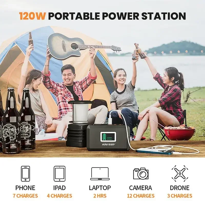 GENSROCK Portable Power Station, 88Wh Outdoor Solar Generator, Lithium Battery Power Bank with 110V/150W Peak AC Outlet,QC 3.0