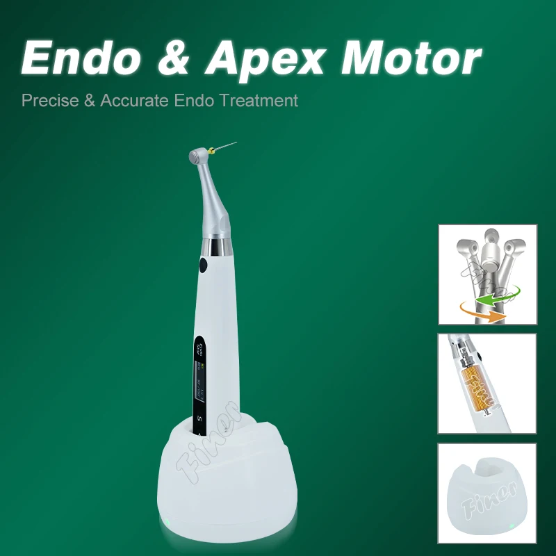 2-in-1 6:1 Dental Smart Wireless Endo Motor with Built In Apex Locator Rechargeable Base for Endodontic Root Canal Treatment