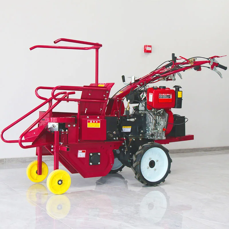 Farm Machinery Mini Walking Tractor Hand Push Mini Corn Harvester Machine Self Propelled Maize Cutter