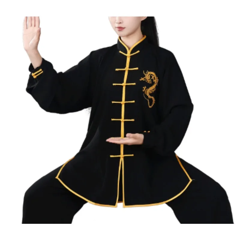 

Exercise Uniform Dragon Kung Fu Suits Long Sleeve Tai Chi Clothing Chinese Traditional Folk Taiji Outdoor Walking Morning Sports