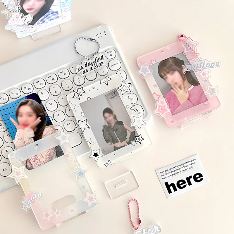 3 Inch Ins Y2K Star Acrylic Photocard Holder Korean Kpop Idols Cards Photo Frame Cute Card Display Stand Desk Decor Card Sleeve