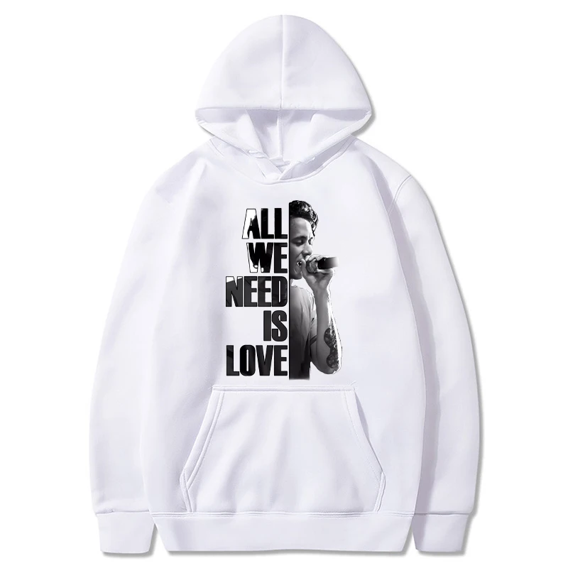 Canserbero Hoodies Men Fashion All We Need Is Love Printed Sweatshirts Women Casual Harajuku Streetwear Tracksuit Hooded