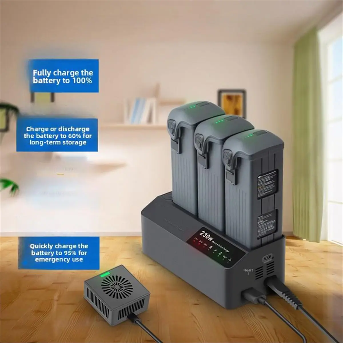 DTC5 Three-Channel Butler Fast Charging Battery Charger Manager for DJI Mavic 4 Pro Drone,Quick Charge Dock UK Plug