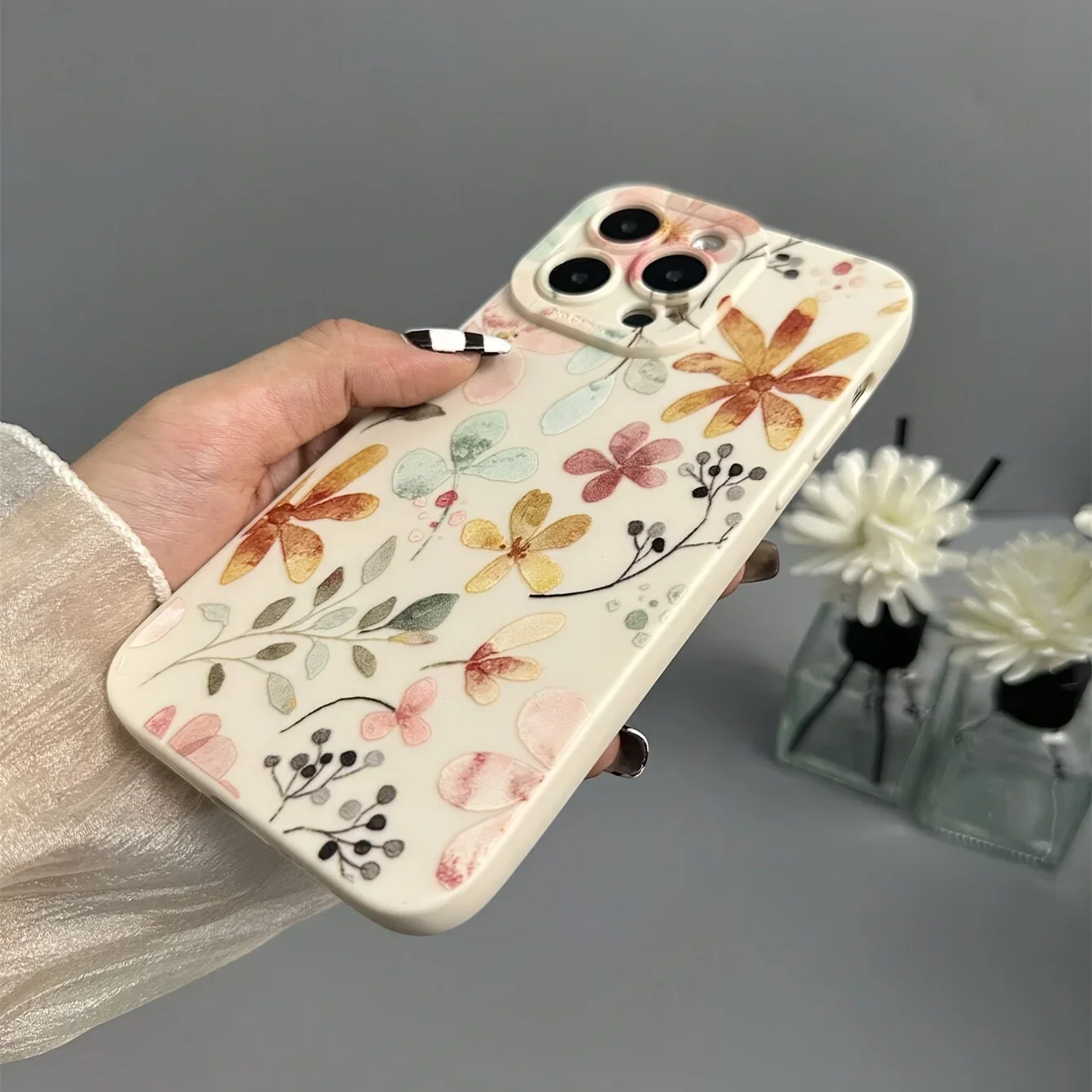 Чехол для телефона с цветочным узором для iPhone 11 12, 13, 14, 15, 16, серии 17 PRO MAX PLUS