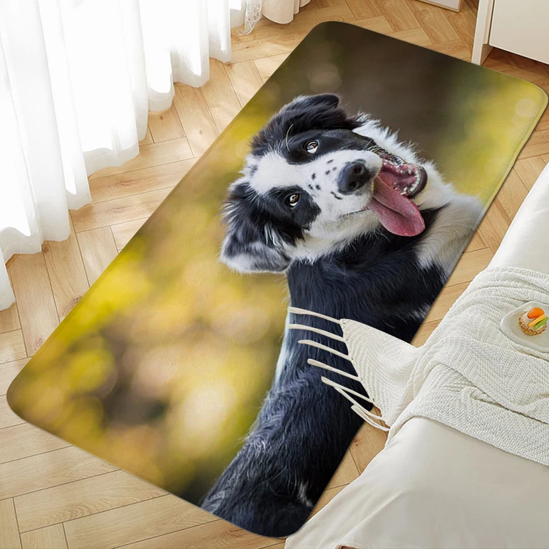 Bathroom Rug Border Collie Bedroom Floor Mats for Home Decorations Washable Non-slip Kitchen Mats Outdoor Entrance Doormat