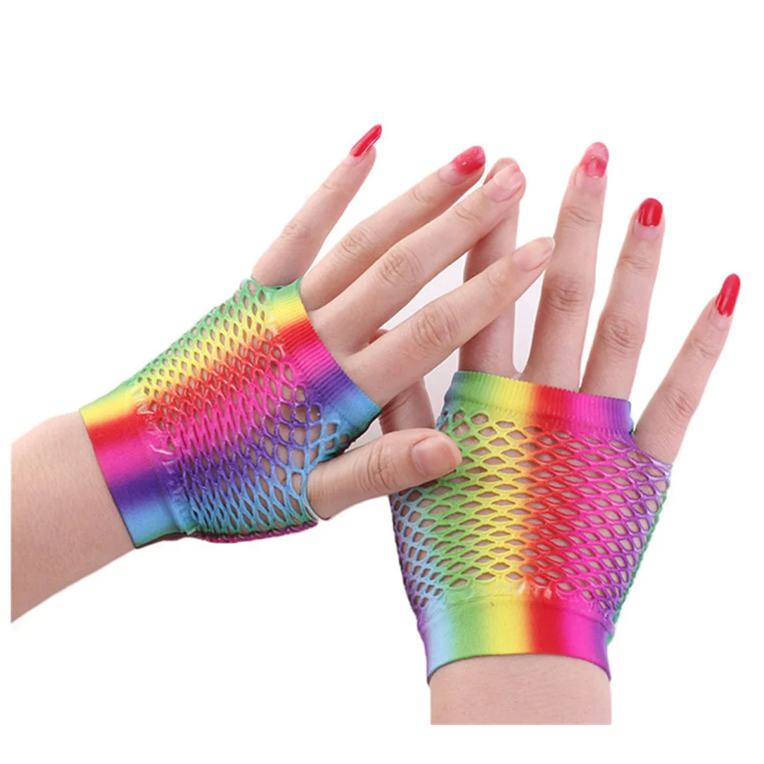 Gants résille courts sans doigts pour femmes, mitaines en maille, noir, fille, punk, rock, paupières, boîte de nuit, fête, sexy, mode, 1 paire