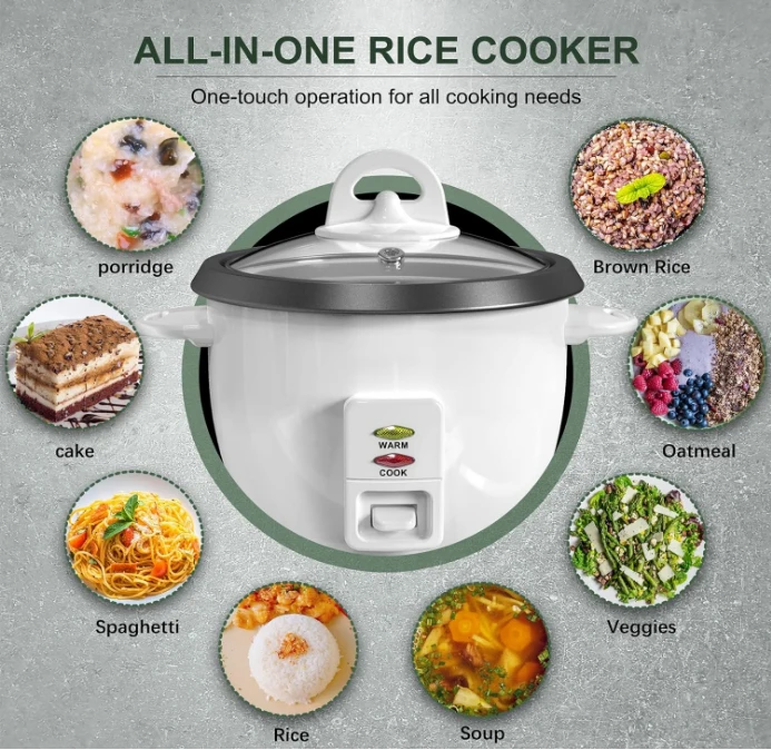 Rice cooker 10 cups raw steamer and food steamer (20 cooked), electric rice cooker for fast cooking, removable non-stick pan