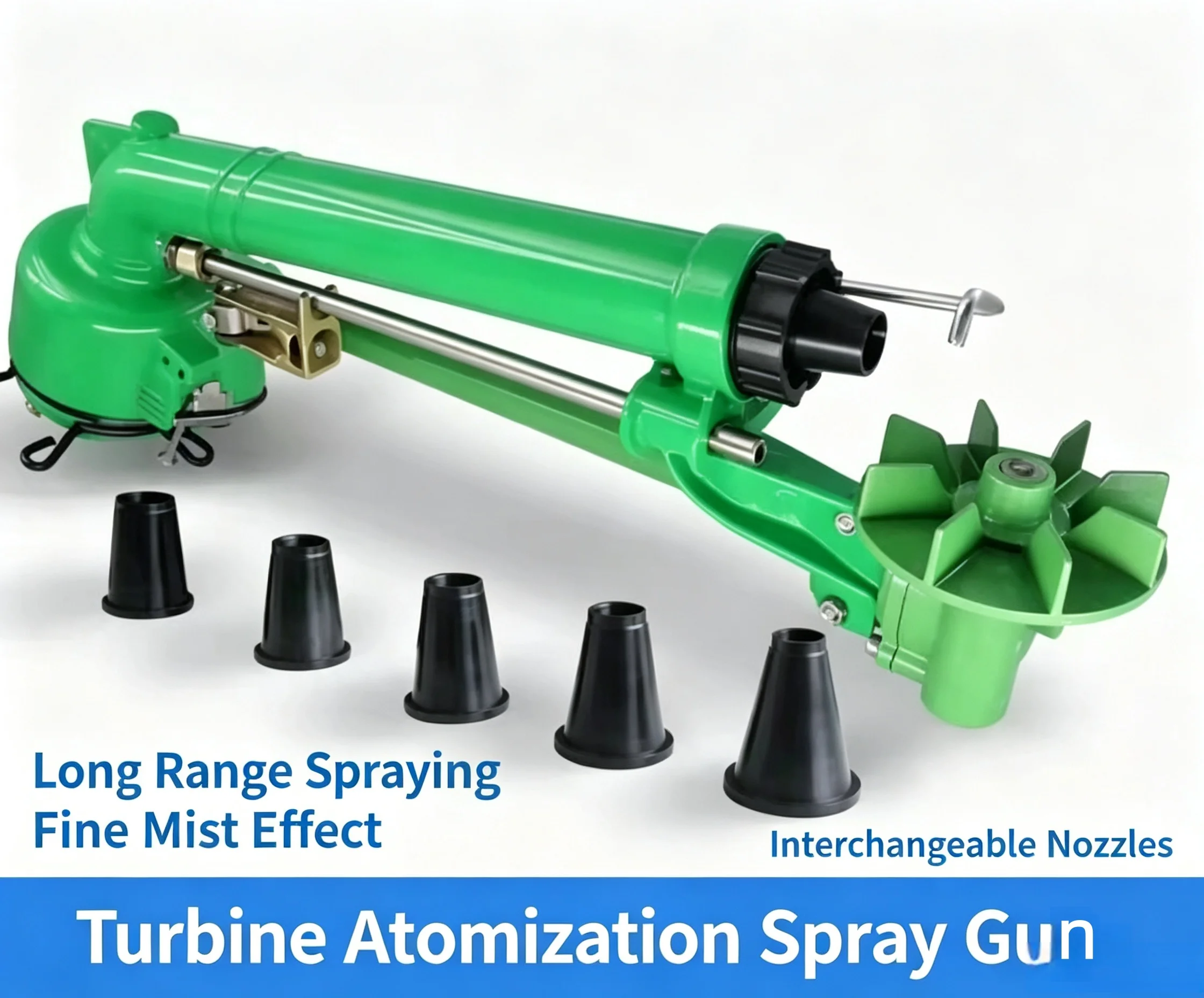 50 Turbine Worm Drive Spray Gun, Farm Watering Irrigation Sprinkler, Adjustable Angle, Long Range Fine Atomization