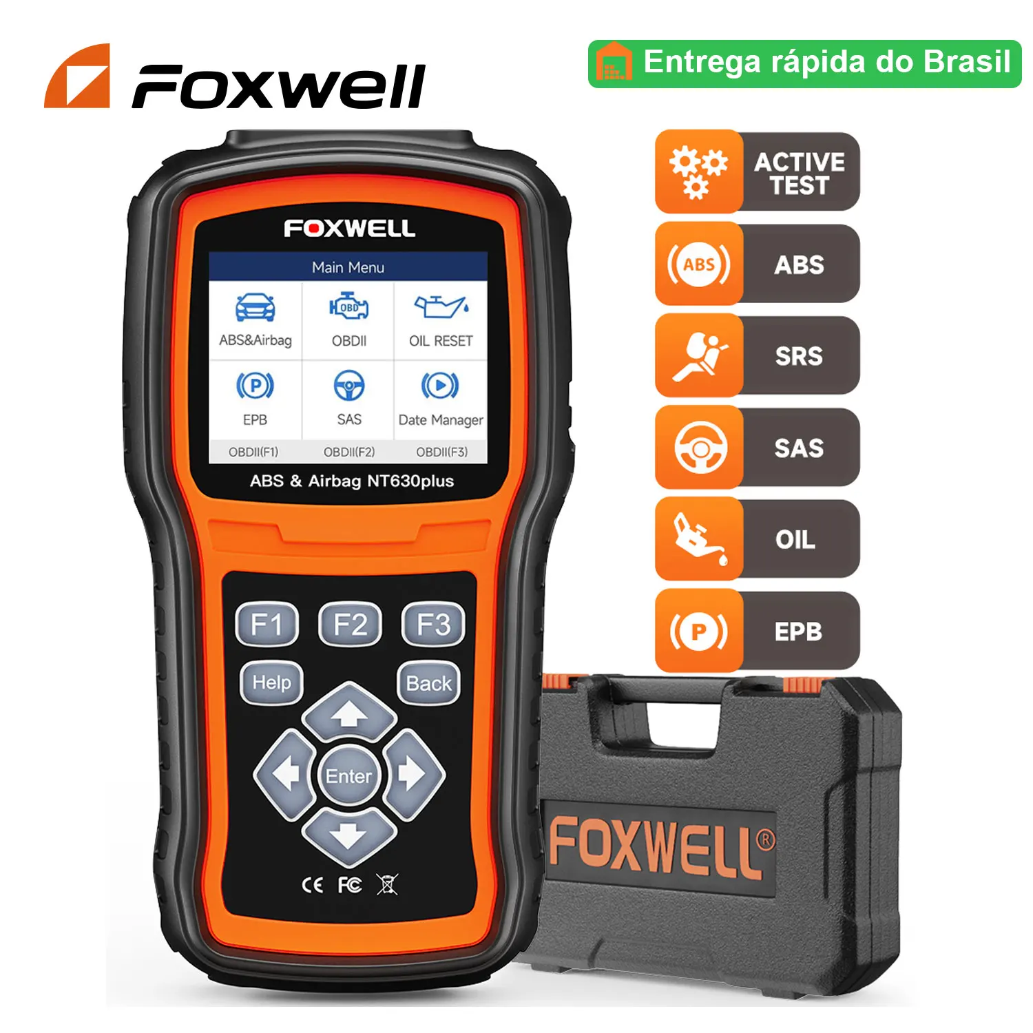 Foxwell NT630 Plus OBD2 Skaner samochodowy Silnik ABS SRS EPB OIL SAS Czytnik kodów kalibracyjnych ODB OBD2 Auto Car Diagnostic Tool