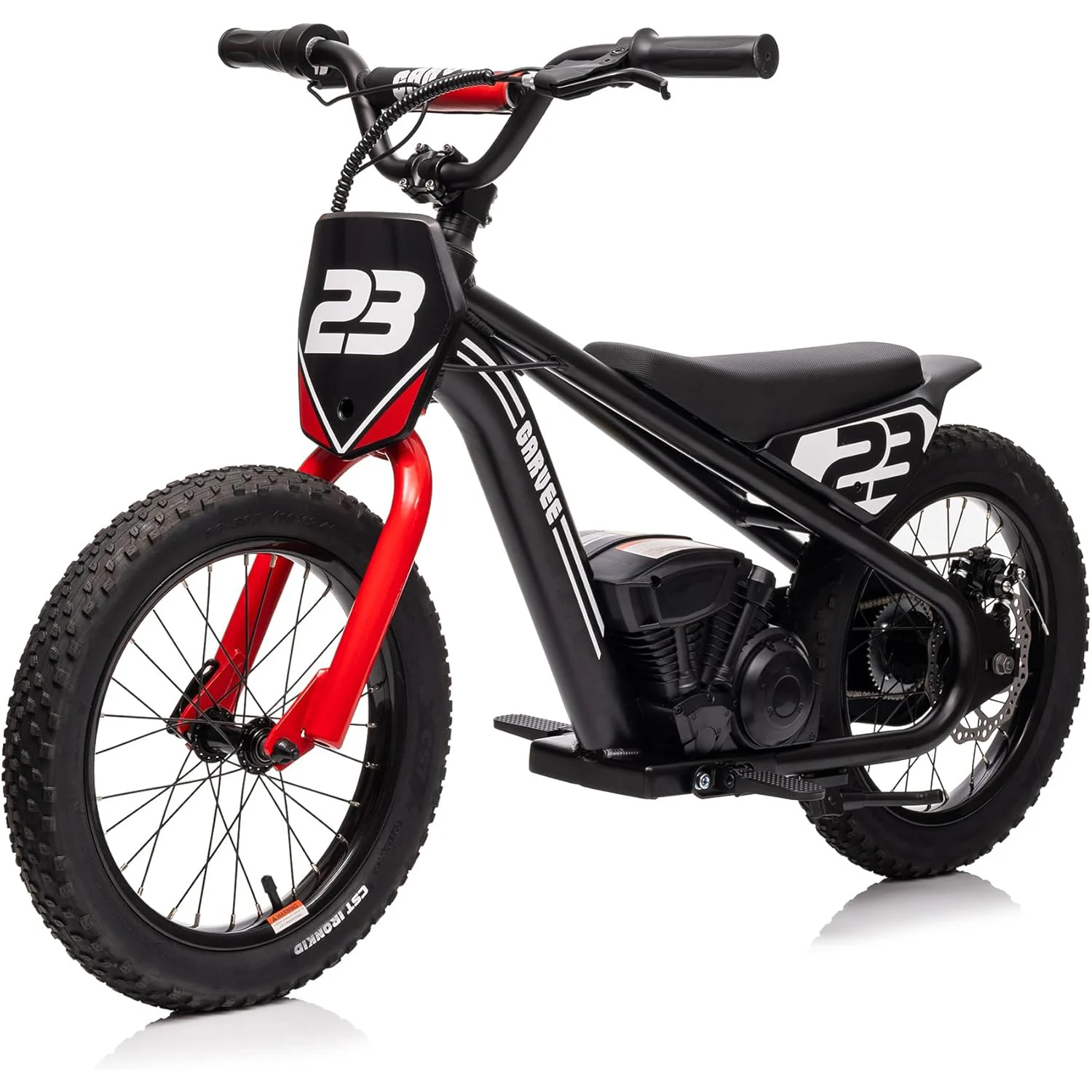 24V elektrische crossmotor voor kinderen, 16 inch 250 W elektrische loopfiets motorfiets voor kinderen van 6-12 jaar, 3 snelheidsinstellingen / afneembare batterij