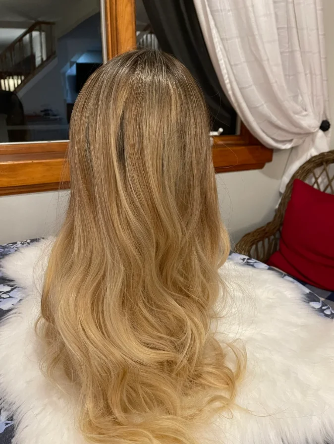 OmbreHoney شعر مستعار أشقر أنثى طويلة الجسم موجة الاصطناعية الدانتيل الجبهة الباروكات للنساء شفافة الدانتيل شعر مستعار علوي تأثيري الاستخدام اليومي