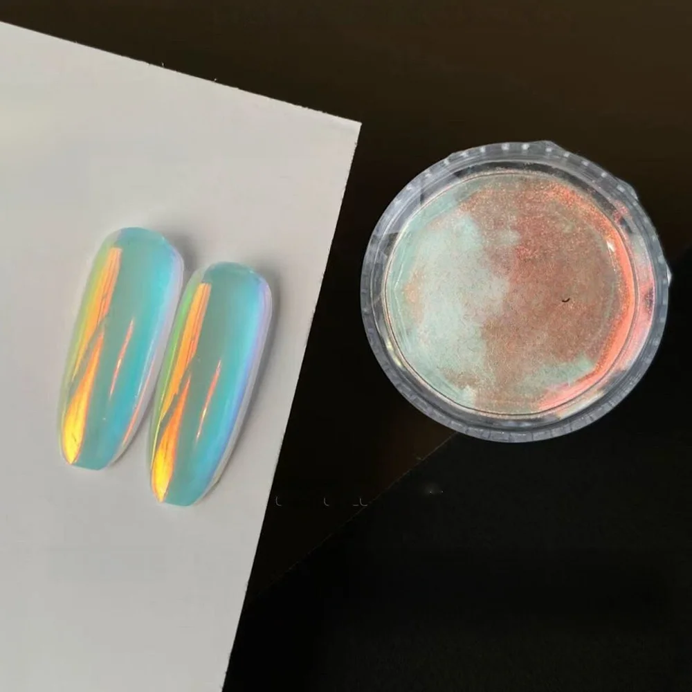 Paillettes pour ongles effet clair de lune de haute qualité, 0,3 g, pigment ultra fin et scintillant, poudre brillante ultra-lumineuse pour manucure chromée.