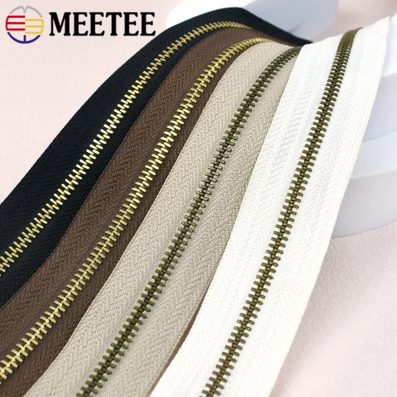 1-5M 5# Meetee Metal Zipper Sewing Zippers Closure Bronze Zip for Clothes Zips By The Meter Bag Jacket Repair Kits Accessories