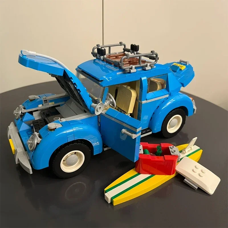 Técnico clássico carro bule besouro blocos de construção modelo campista veículo automóvel montar tijolos brinquedos presente para crianças menino