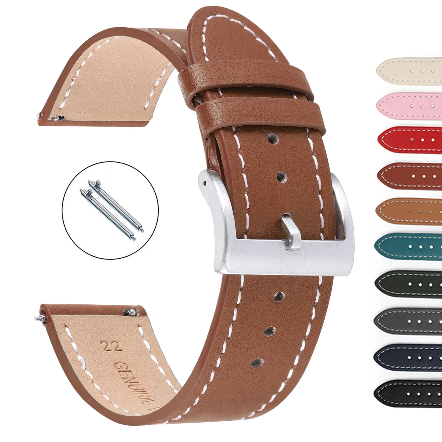 Leather Watchband 18mm 20mm 22mm for Samsung Galaxy Watch5 4 3 Belt for Huawei Watch Band Soft Bracelet Accessories