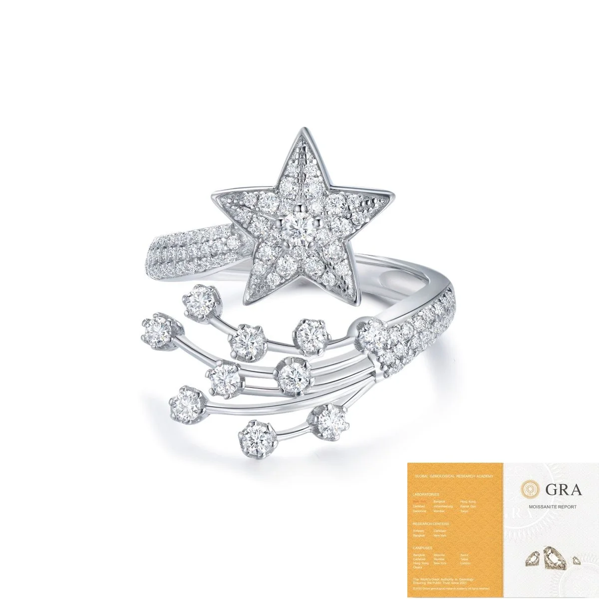 

Комета с муассанитом 0,78 карата, круглая огранка, стерлинговое серебро 925 пробы, кольцо из белого золота 18 карат для женщин, блестящие звезды, вечерние украшения