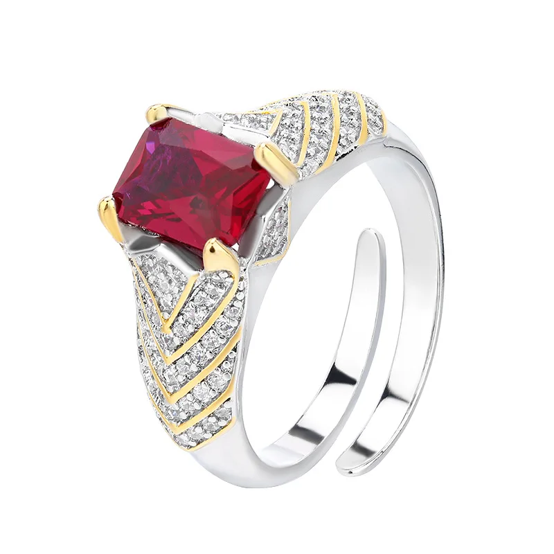 Exquisite Green Pink Blue Prong Setting Gemstone Luxury Stripe Rings Detailing Sparkling Cubic Zirconia Fashion Women Jewelry