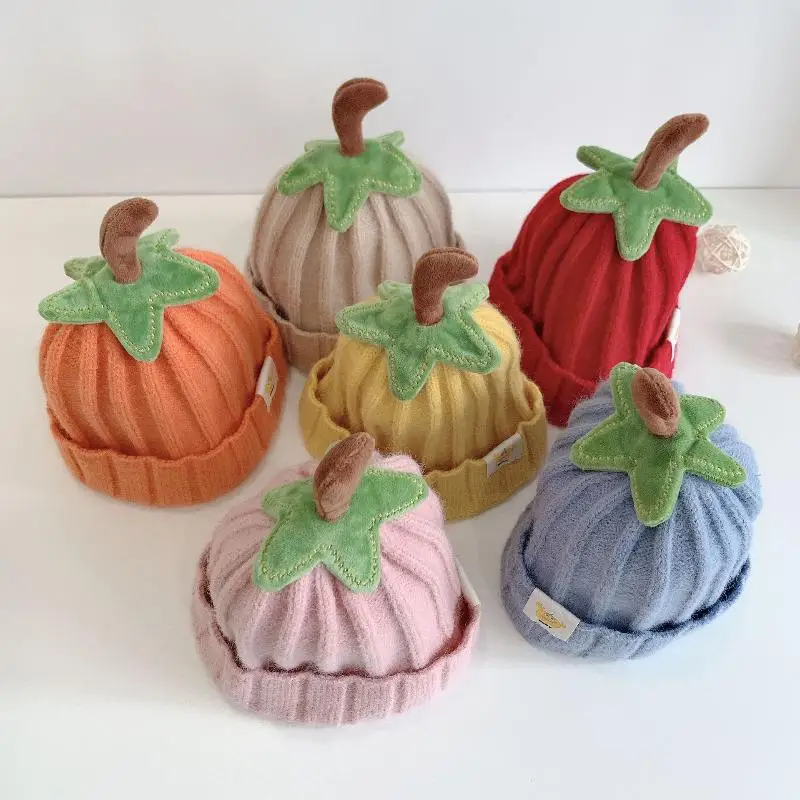 Halloween Baby Pumpkin Hat Infant Kids Pumpkin Beanie Cute Knitted Hat Newborn Beanie Baby Boy Girl 5M-3Y Thanksgiving Cap