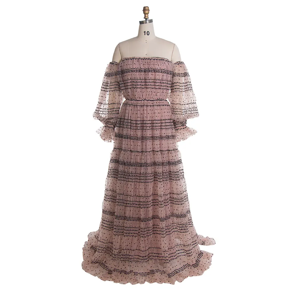 YEWEN-Robe de Soirée Maxi en Tulle à Pois pour Femme, Tenue de Plage Boho, pour Séance Photo, de Grande Taille