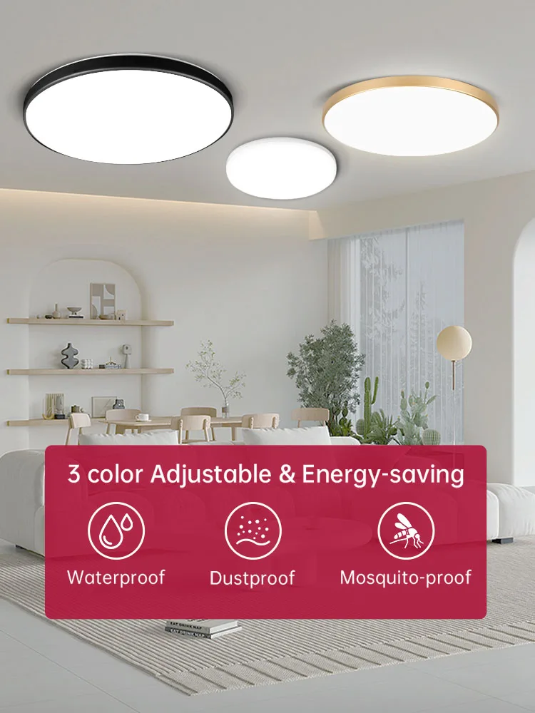 Światła sufitowe LED do łazienki, wodoodporne IP44, oświetlenie kuchenne do wnętrz, AC165-265V, 18W/30W/40W, lampa sufitowa do sypialni, panel do domu. — 2