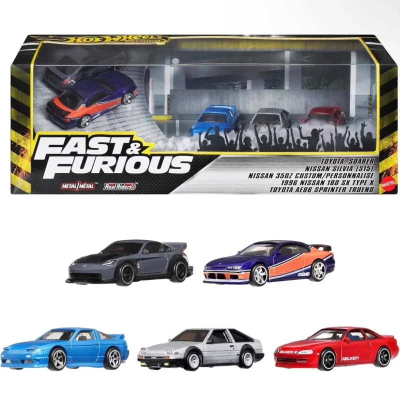 

Новый набор машинок Hot Wheels Premium Fast Series Gmh39, литые металлические модели Real Riders, 5 штук, 350z Ae86, креативный подарочный набор для гаража