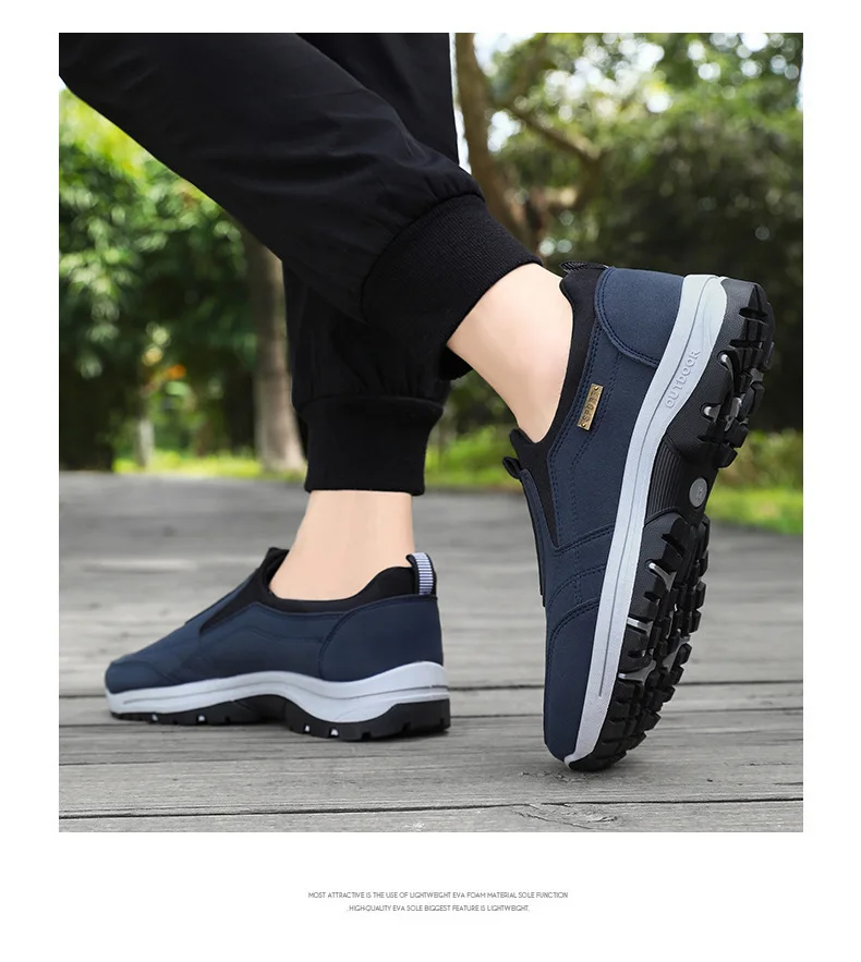 Wasserdichte Slip-On-Wanderschuhe für ältere Herren, rutschfest, stoßdämpfend, mit Profilsohle, für den täglichen Gebrauch im Freien, Freizeitschuhe, Wanderschuhe – Detail 15
