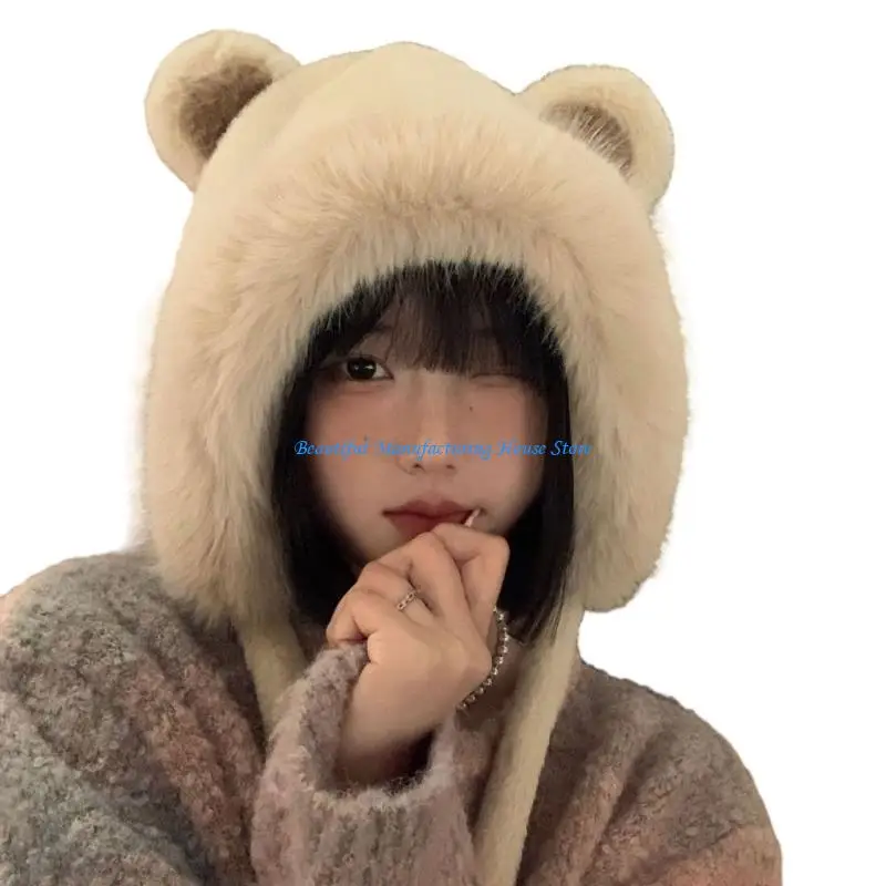 

E56A Female Ear Muff Hat Soft Beanie Cap Adult Headgear Sweet Girls Photo Headdress