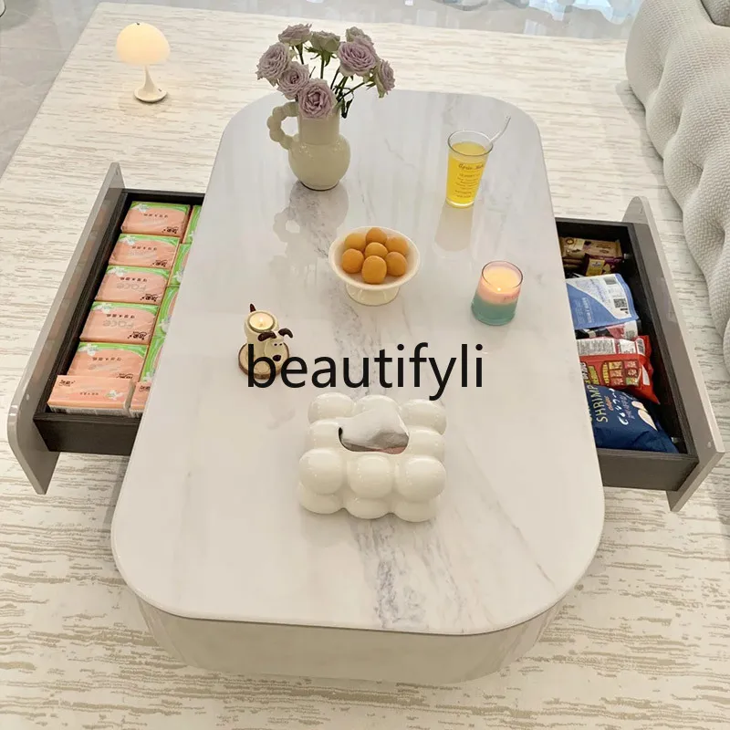 

Banxia coffee table small apartment cream style marble