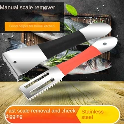 Portable Manual Fish Scaler Remover Cleaner Fishing Scalers Clean Battery Descaler Scraper Stainless  Seafood Knif Tools Kitchen