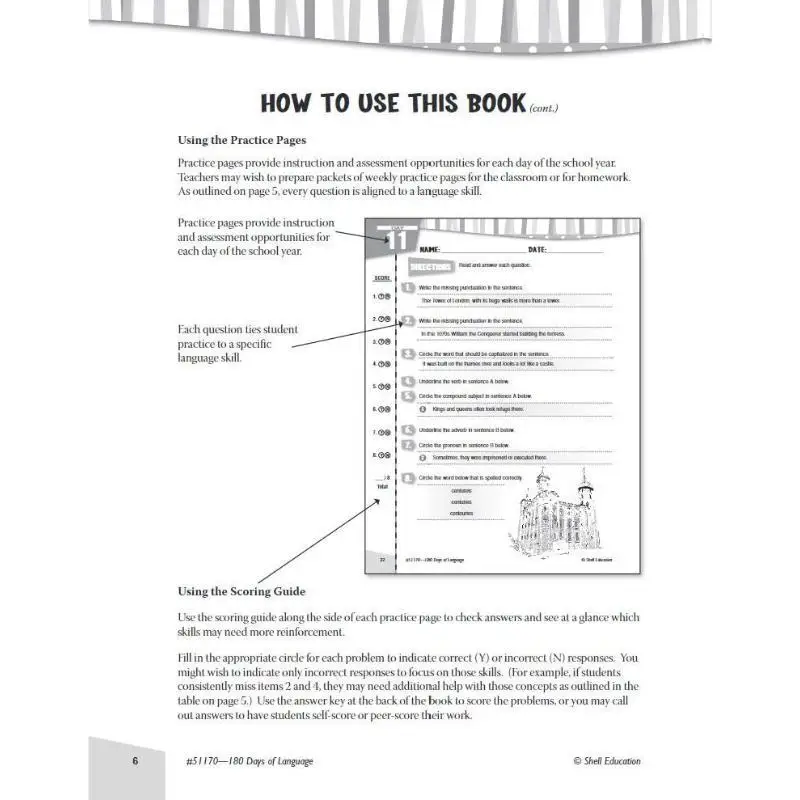 180 يومًا من اللغة للصف الخامس Suzanne I Barchers Shell Education 9781425811709 كتاب