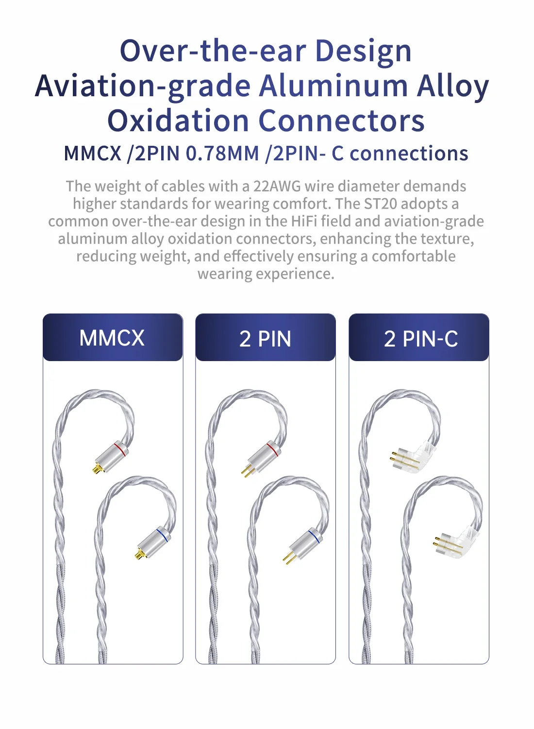 KBEAR ST20 5N OCC посеребренный провод базовый кабель 3,5 мм/4,4 мм с 2PIN/2PIN TYPE-C/MMCX TYPE-C для CCA TRI KZ AS10 EDXPRO