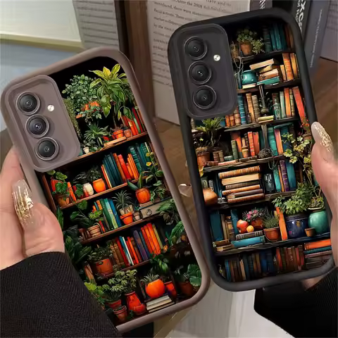 Retro Art Creative Bookshelf Case For Samsung Galaxy A05 A05S A54 A34 A24 A14 A53 A33 A23 A13 A52 A52S A32 A22 A12 A71 A51 A50