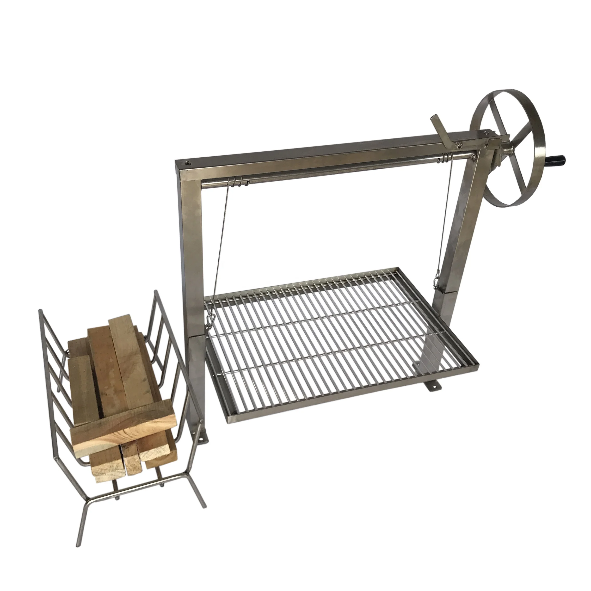 Wood Charcoal Adjustable Height Stainless Steel Asado Parrilla/ Santa Maria Grill / Argentine Grill with Side Brasero