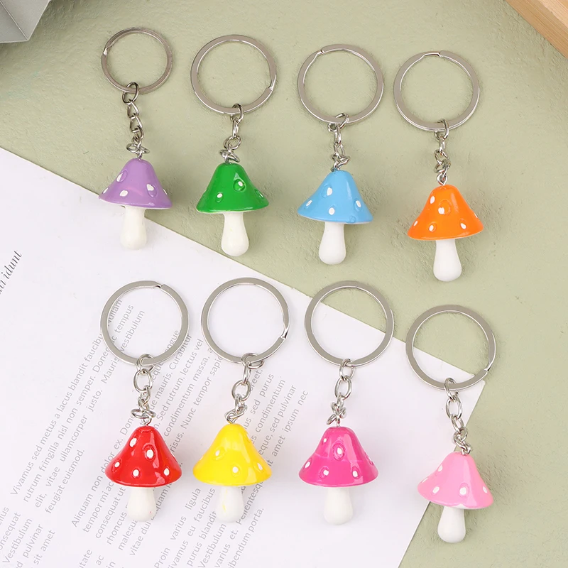 1pc DIY Schmuck Geschenke niedlichen Pflanze Pilz Schlüssel anhänger für Frauen Cartoon Harz Schlüssel ring Mädchen Kinder Tasche Anhänger