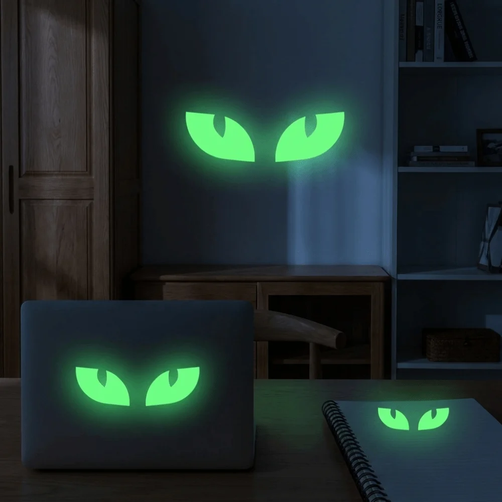PVC Peeking Eyes Decals Non-Damaging Self Adhesive Glow In The Dark Stickers Fluorescent Luminous Window Stickers Door Decor