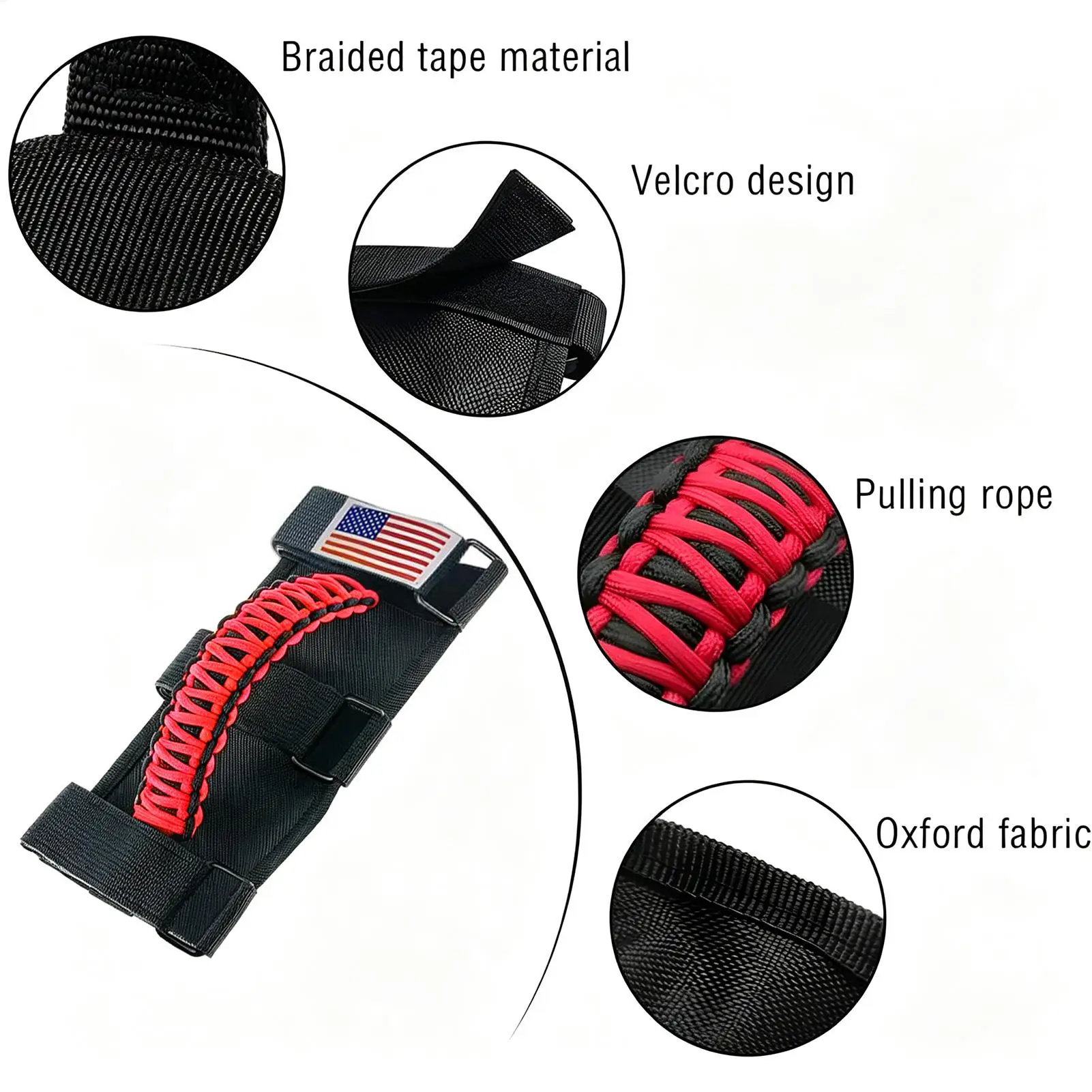 Grab Handles For Car Roll Bar Straps Anti-Slip Grip With Flag Patterns Car Handles Grab For ATVInterior Modification Trucks Door