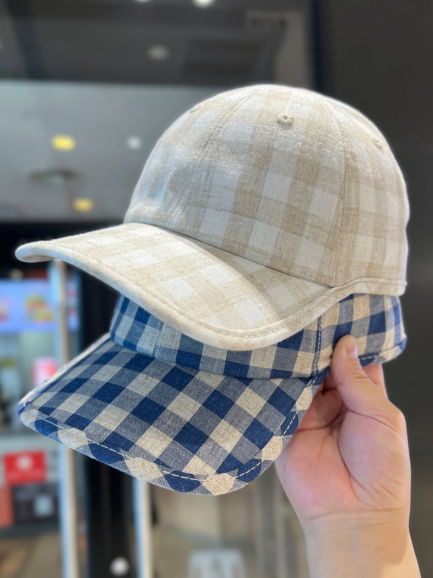 

Retro plaid baseball cap men's and women's sun hat summer and autumn new cotton and linen breathable cap