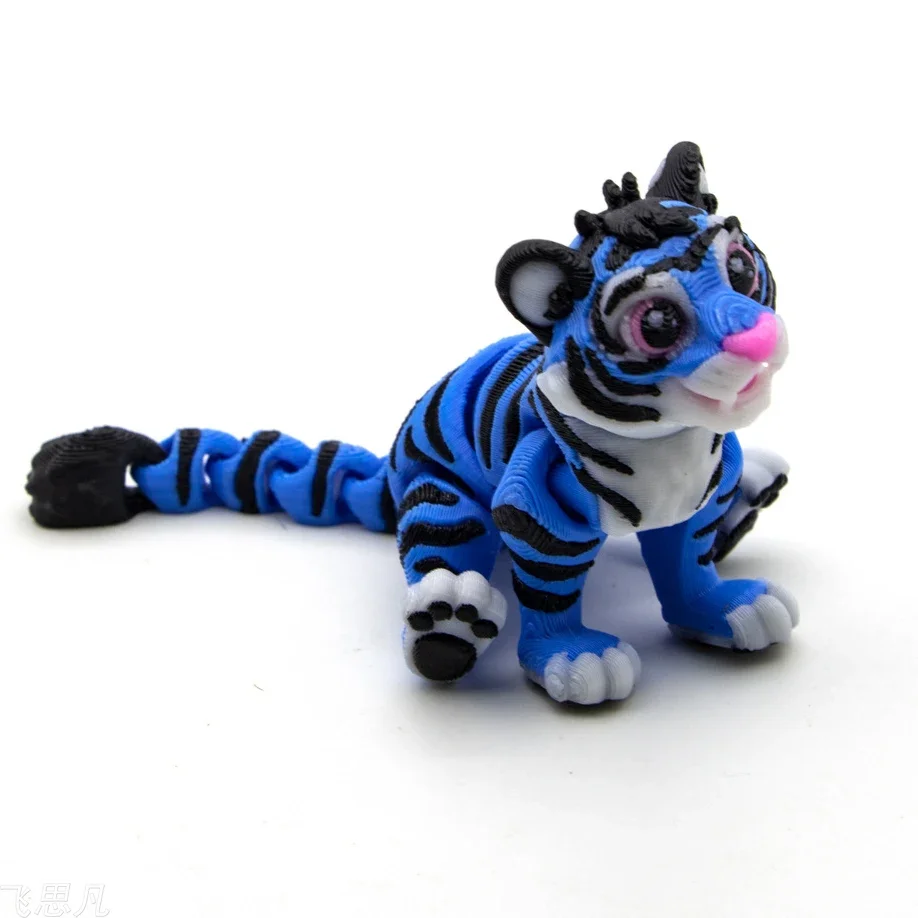 2024 Mini 3D Printed Cute Colorful Tiger Figure Multi-joint Movable for Home Room Decoration Accessories Kids Gift