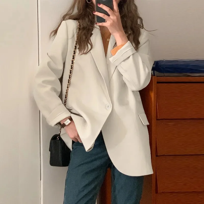 

Korean Female New Casual Loose Suit Jacket Spring Autumn Women Fashion Blazer Coat Ladies High End Solid Color Tops Outwear