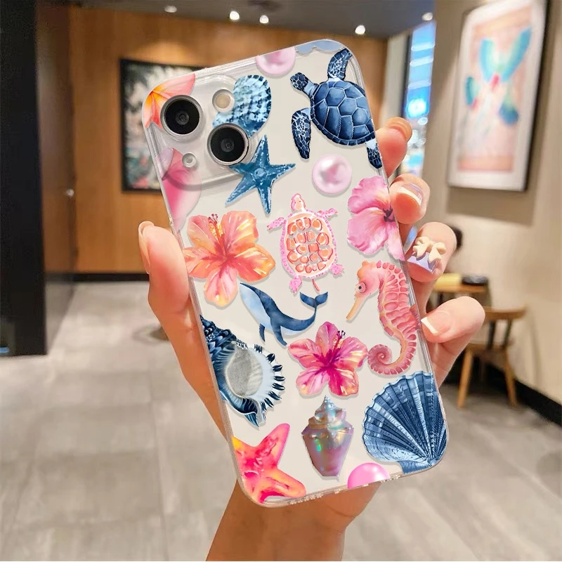 

Summer Coconut Tree Hibiscus Print Clear Case For Xiaomi Redmi Note 14 13 12 11 Pro Plus 14S 12S 11S 10S Redmi 14C 13C 12C Cover