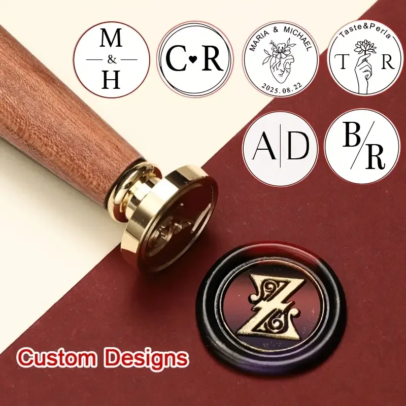 

Custom brass wax seal Stamp with Wooden Handle Personalized Logo Design Wax Seal Stamps for DIY Wedding Invitation & Letters