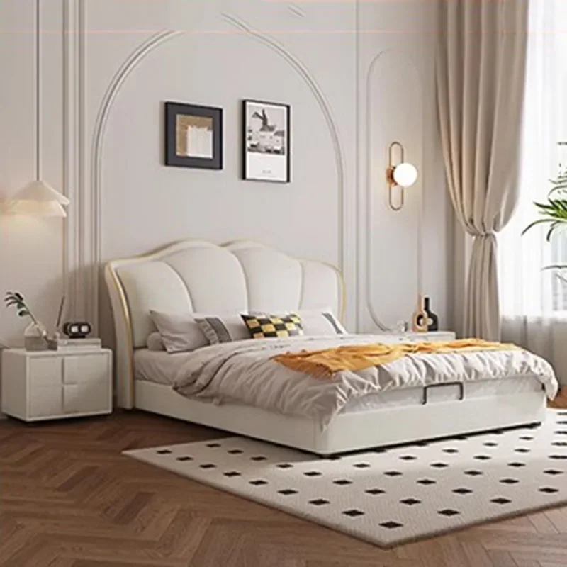 

Luxury Queen Double Bed Royal Modern Whitr Headboard King Size Double Bed Wood Boys Camas Matrimonial Furniture For Bedroom