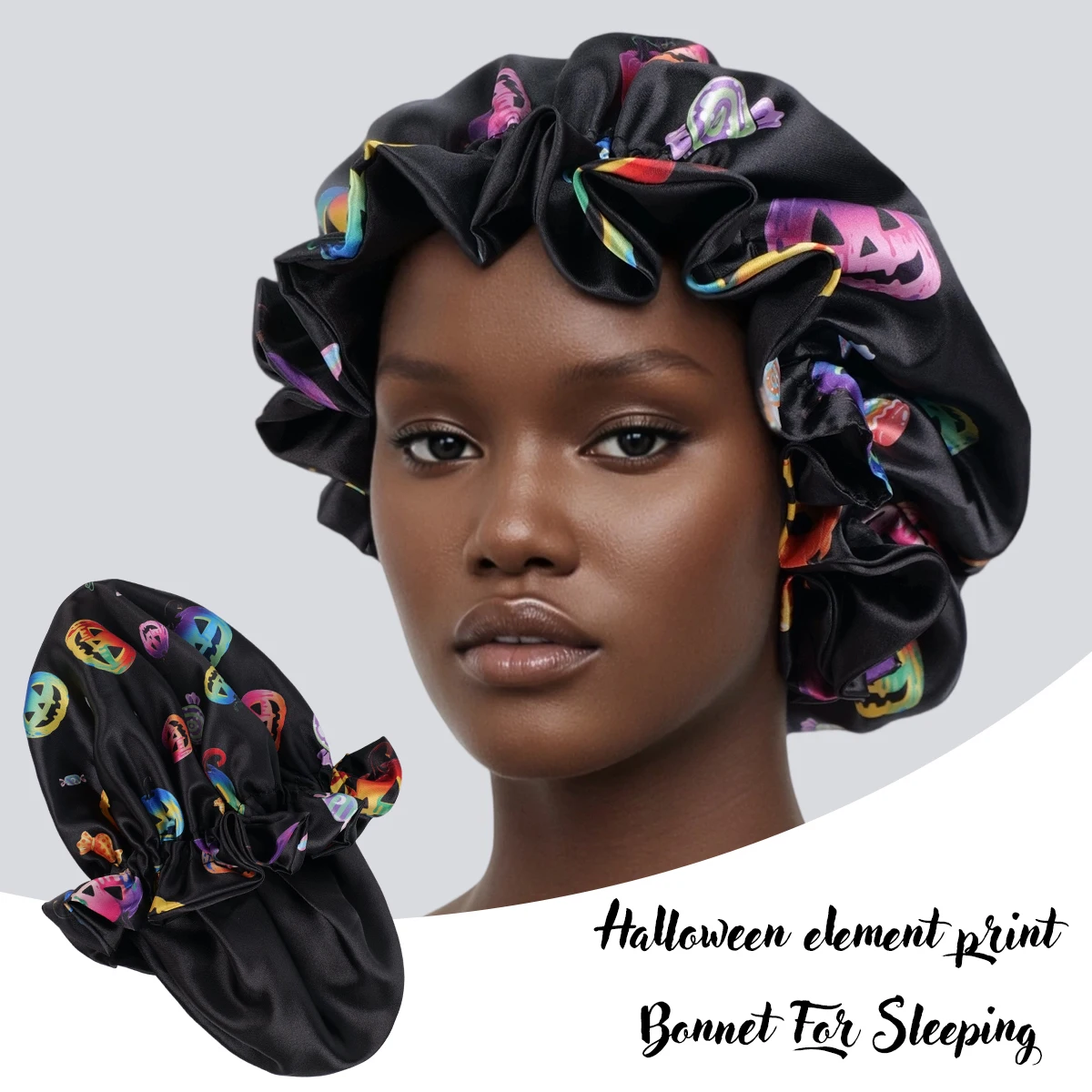 Adjustable Satin Y2K Sleep Cap for Women with Wide Hairband Double Layer Hair Protecting Hood for Sleep And Makeup Accessories
