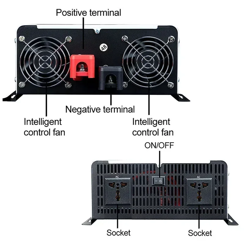 Imagem -03 - Inversor Solar de Onda Senoidal Pura 4400w 12v 24v 48v 60v 72v dc para ac 220v Transformador Power Bank Conversor de Painel Solar Conversor