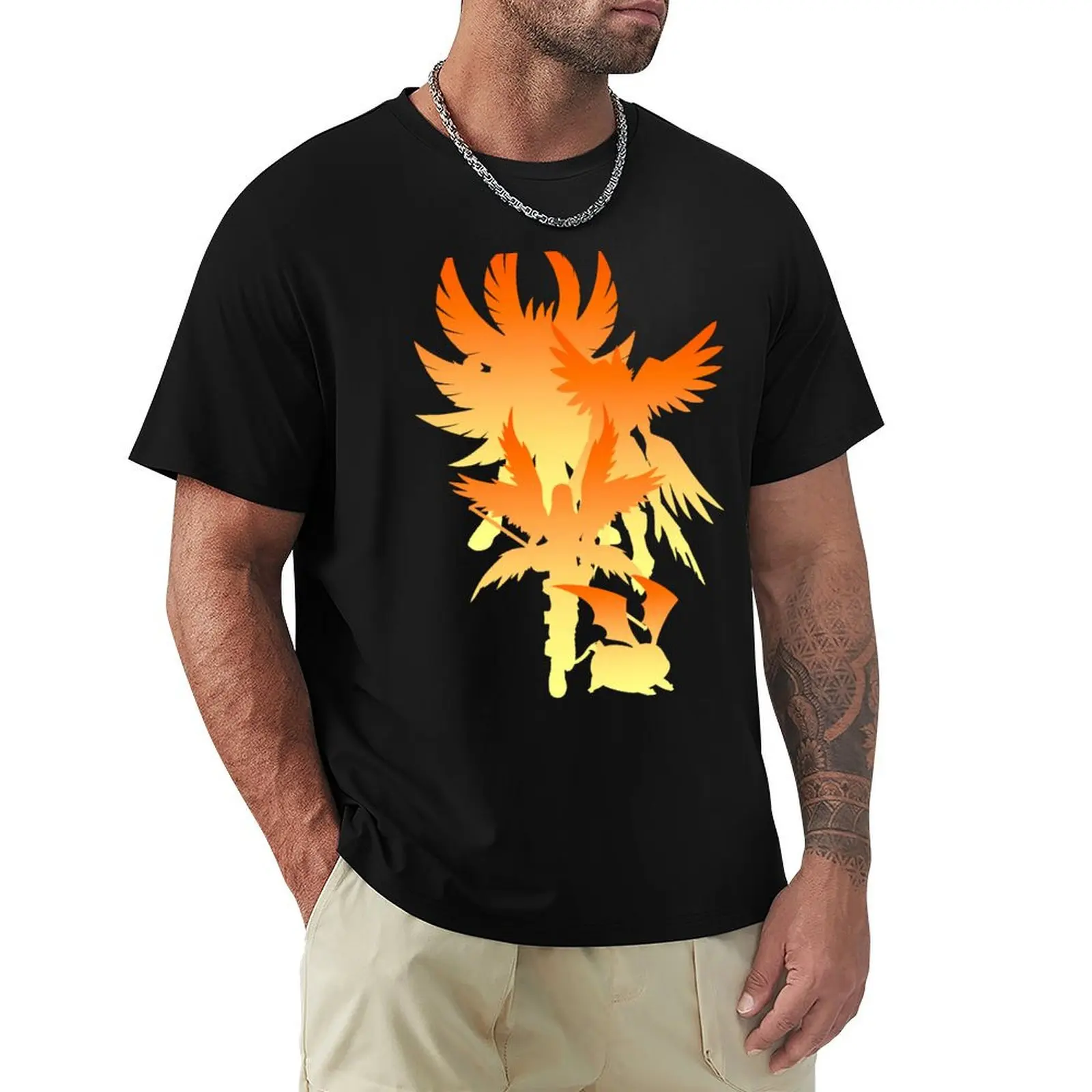 Patamon Digimon Evolution Silhouette T-Shirt Basic Solid Color Short Sleeve T-Shirt