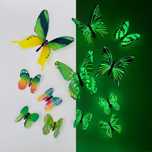 New 12Pcs Fashion 3D Luminous Butterfly Creative Wall Sticker For DIY Wall Stickers Modern Wall Art Home Decorations DIY Gift - Image 7