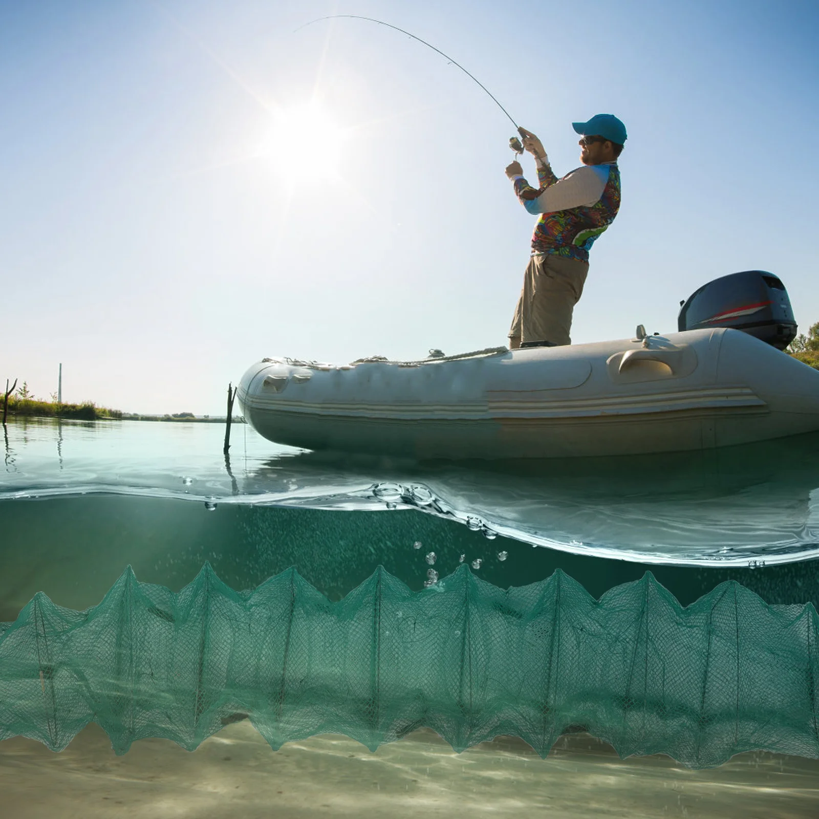 

2pcs Shrimp Trap Collapsible Fishing Net Premium Nylon Iron Longer Length for Crabs Lobsters Crawfish Crayfish Reptiles Mesh