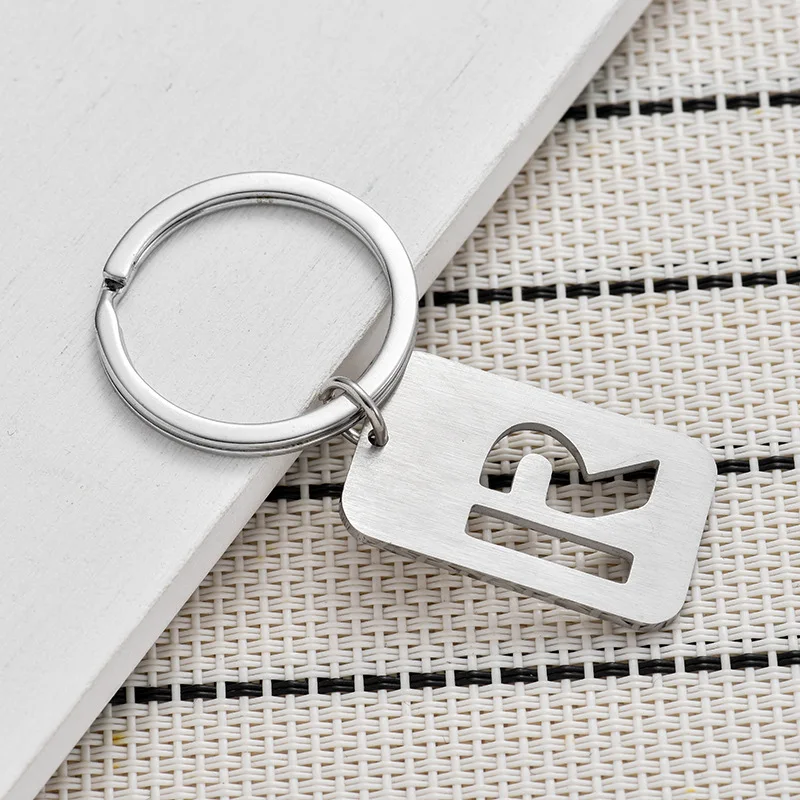 New Creative Hollow Out 26 Letter Keychain Pendant Car Key Chain Bag Accessory Stainless Steel Compact Decoration Keyring Gift