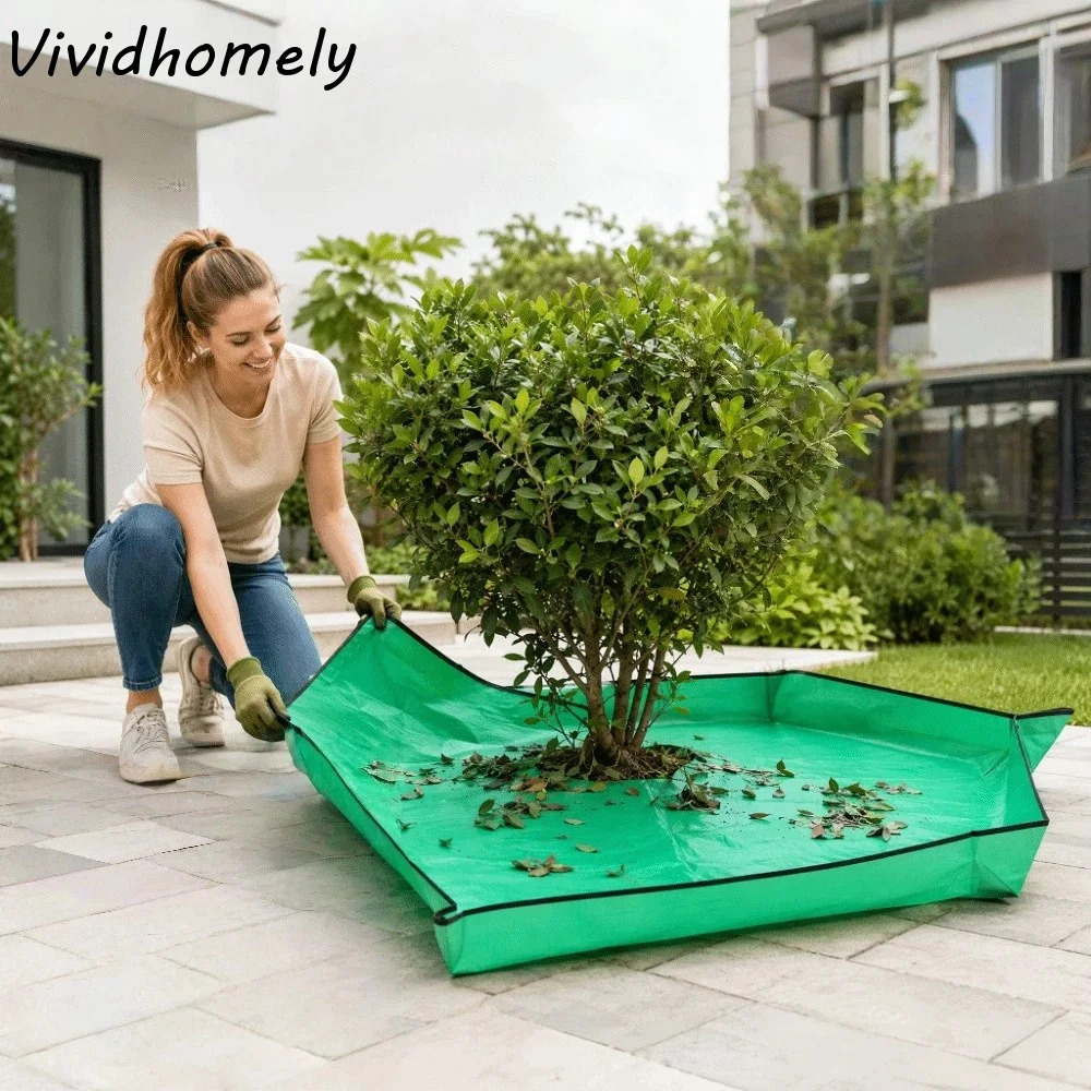 1m 3.28ft Trimming Shrubs Leaves Catcher Four Corner Buttons Waterproof Fallen Leaves Collection Reusable Square