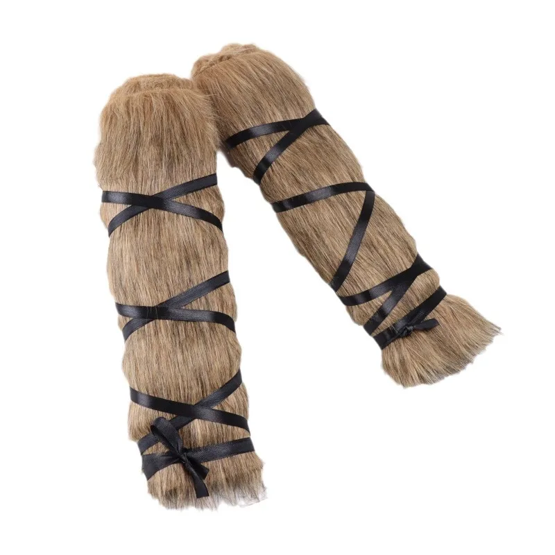 

Средневековые меховые нарукавники и гетры в стиле викингов, зимние теплые манжеты для рук и ног для косплея и вечеринок